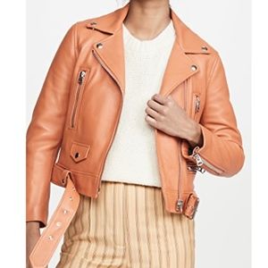 Acne Studios Peach Leather Biker Jacket in excellent condition